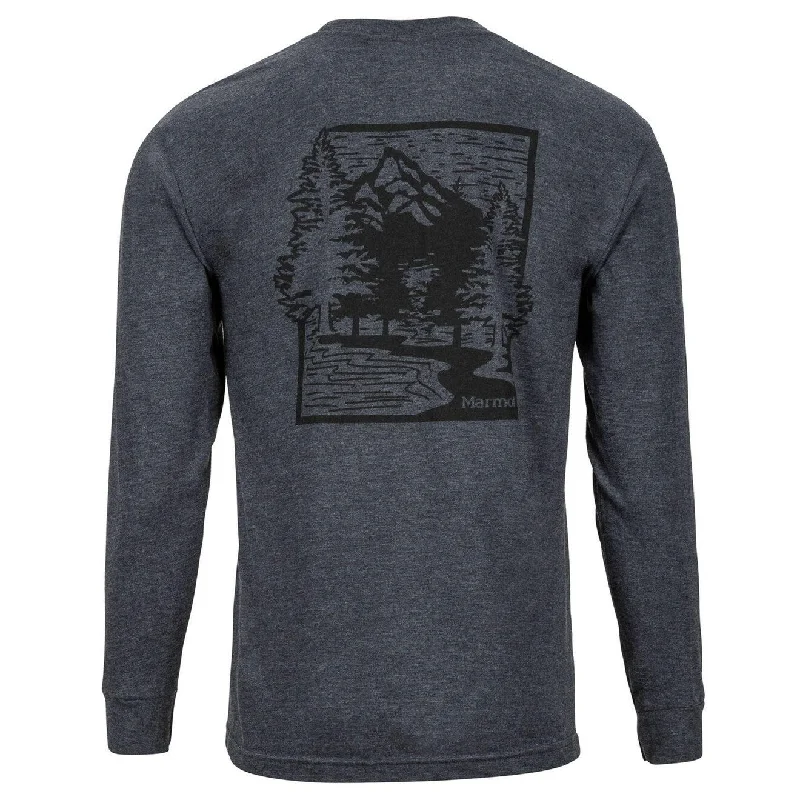 Marmot Men's Eco-Friendly Woodcut Long Sleeve T-Shirt Charcoal Size Large