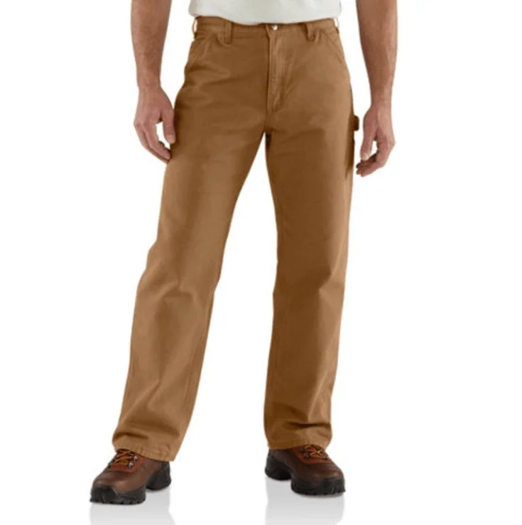 Men's Loose Fit Washed Duck Flannel-Lined Utility Work Pant