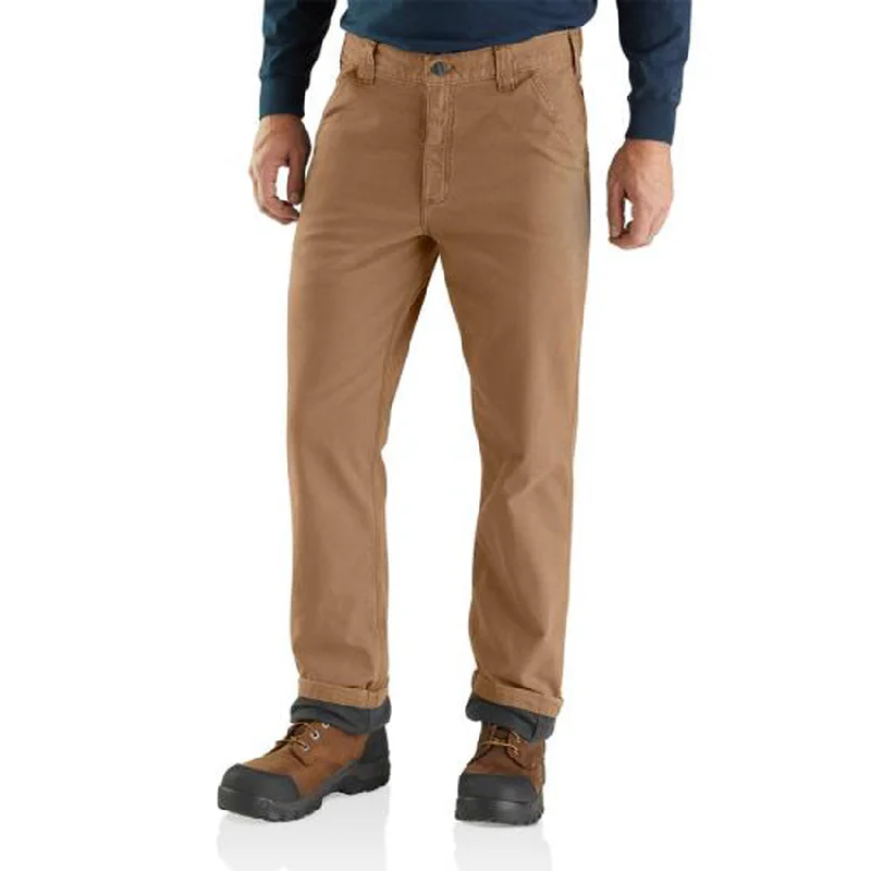 Men's Rugged Flex Relaxed Fit Canvas Flannel-Lined Utility Work Pant