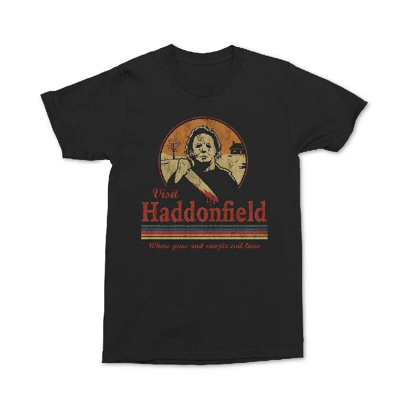 Michael Myers Men's Visit Haddonfield Graphic T-Shirt Black Size Large