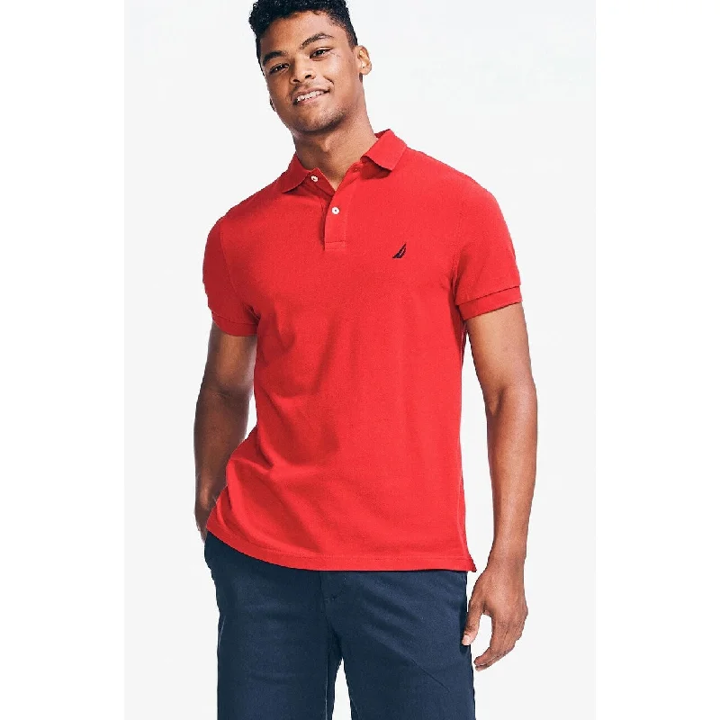 Nautica Men's Slim-Fit Deck Solid Polo Shirt Dark Red Size Medium