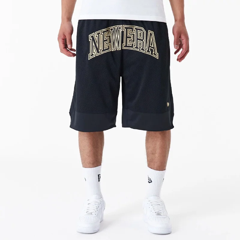 New Era Black Oversized Mesh Shorts