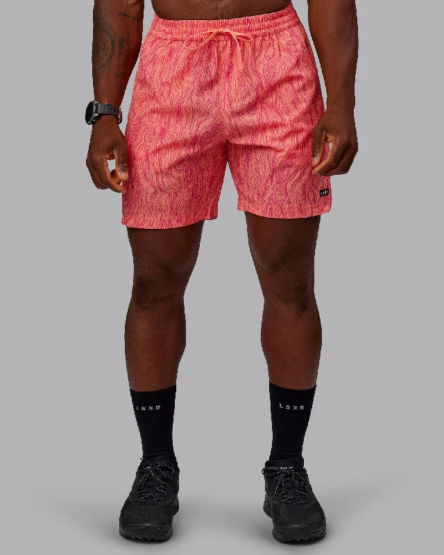 Rep 7" Performance Shorts - Topographic Mellow Peach-Pink Flash