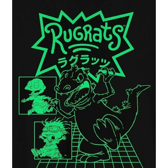 Reptar Rugrats Men's Graphic T-Shirt Black Size Large