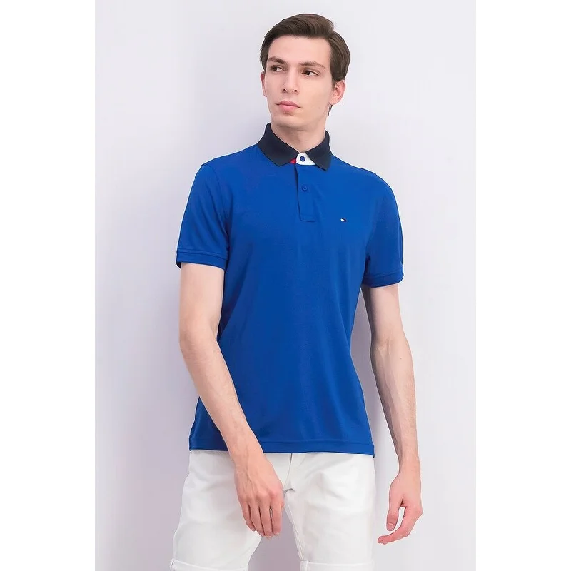 Tommy Hilfiger Men's Moisture Wicking Gibson Custom-Fit Polo Shirt Bright Blue Size Large