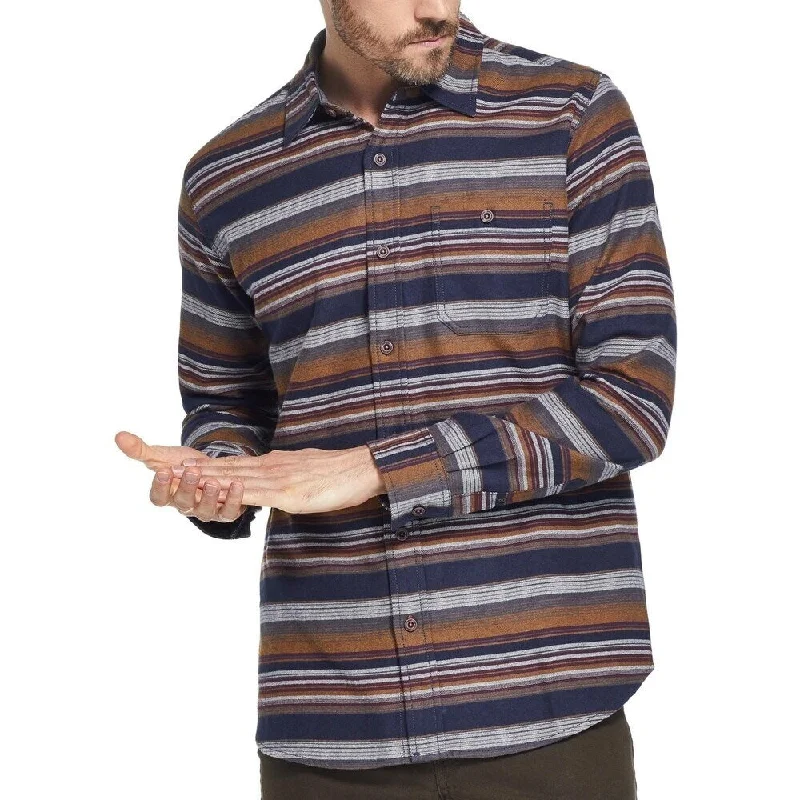 Weatherproof Men's Button Front Striped Pocket Size Multi Size 3 Extra Large