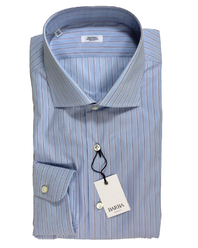 Barba Dress Shirt Blue White Navy Stripes 41 - 16 Modern Fit