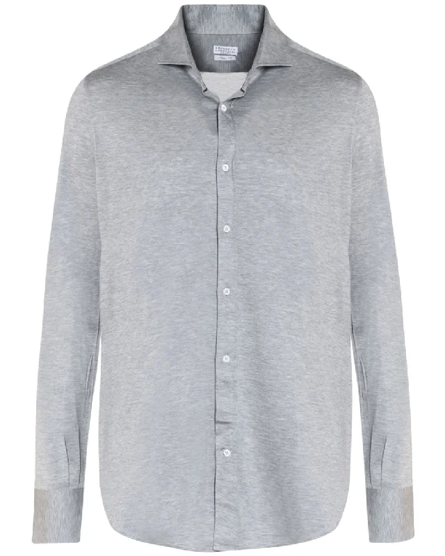 Mid Grey Silk Blend Jersey Sportshirt