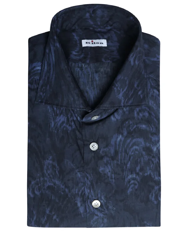 Blue and Navy Watercolor Cotton Sportshirt