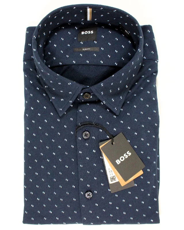 Hugo Boss Shirt Midnight Blue Pattern - Slim Fit S