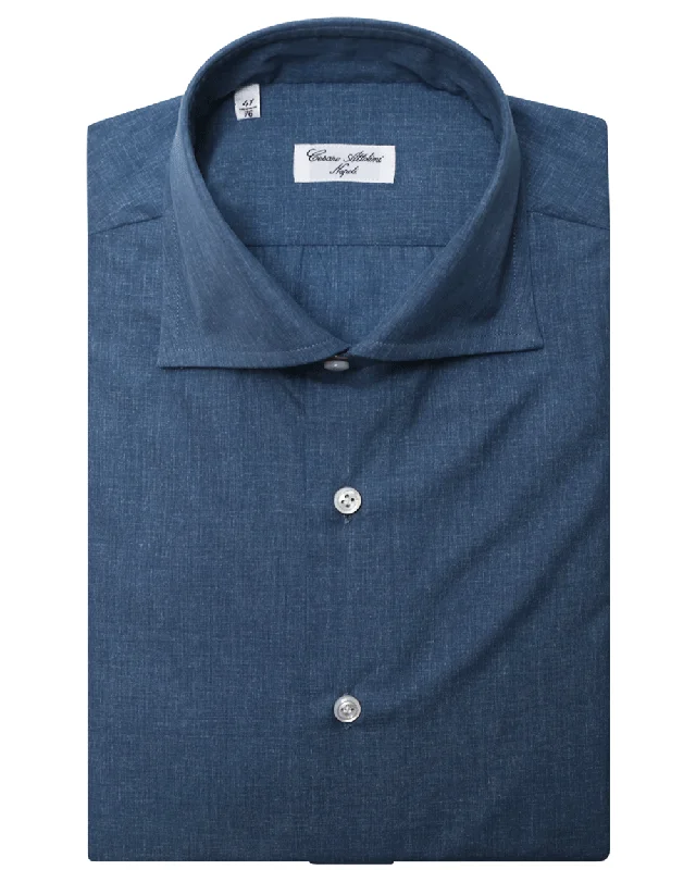 Heathered Blue Cotton Dress Shirt