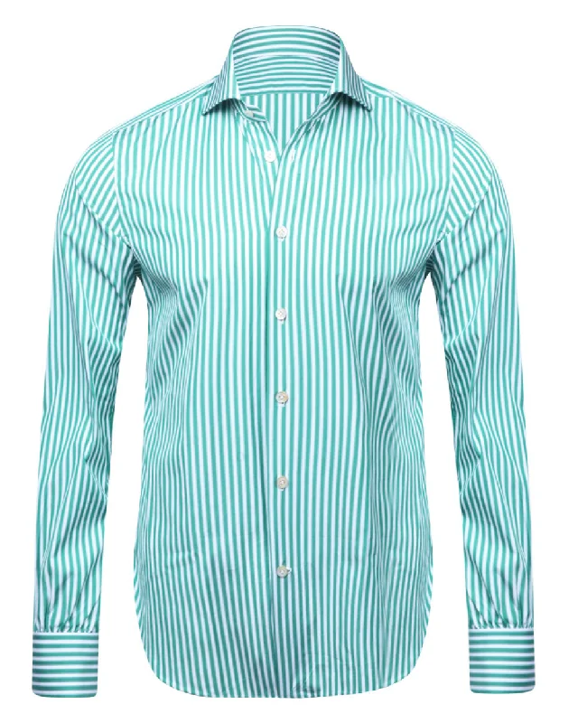 Green and White Stripe Sportshirt