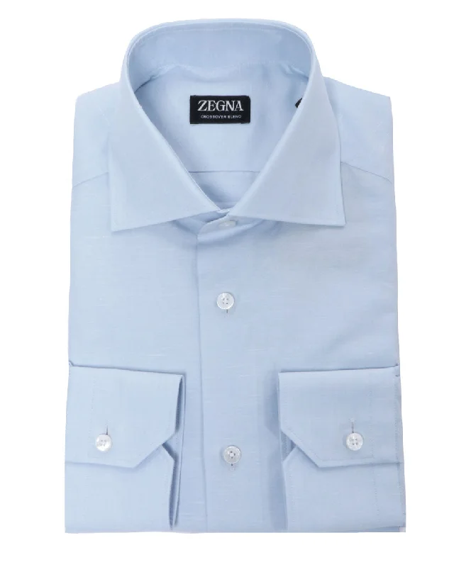 Light Blue Crossover Dress Shirt