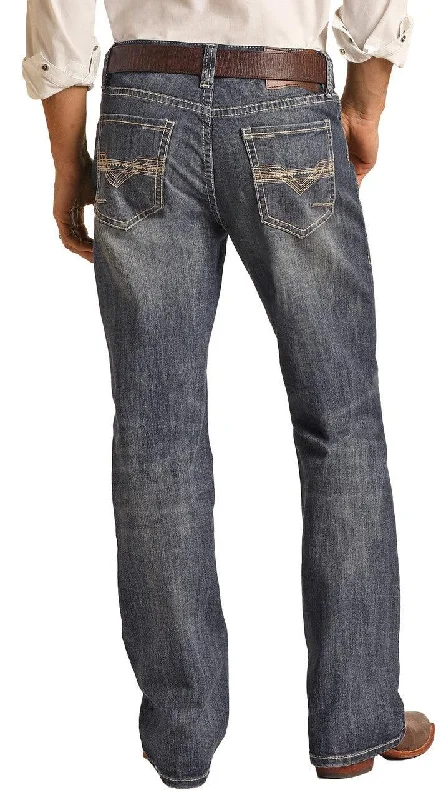 Hooey by Rock & Roll Cowboy Men's Reflex Double Barrel Relaxed Fit Stackable Bootcut Jean RRMD0DR0L2