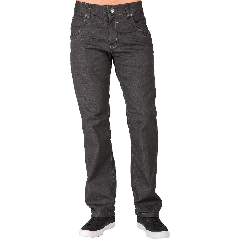 Relaxed Straight Coated Black Premium Denim Jeans Zipper utility Pocket