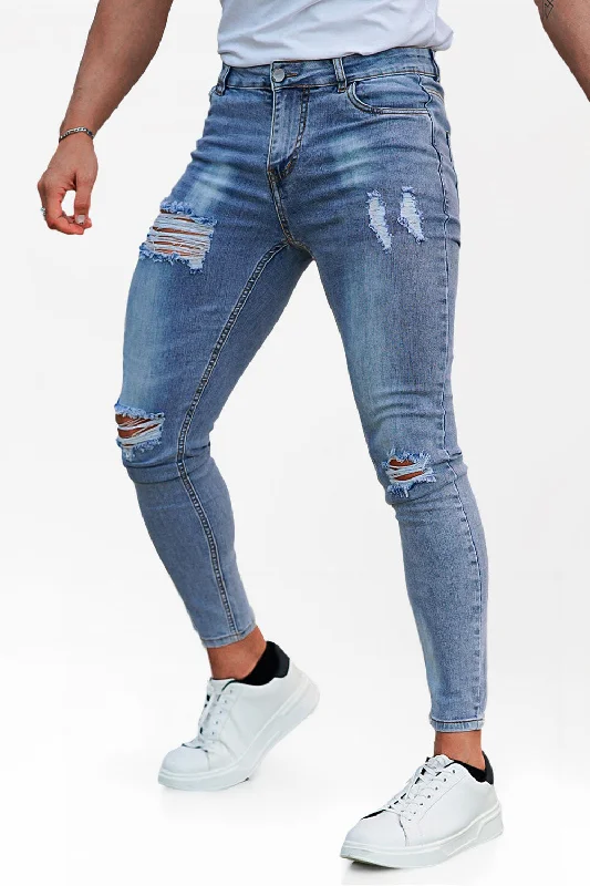 Men's Relaxed Skinny Jeans - Light Blue