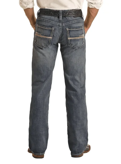 Rock & Roll Cowboy Men's Medium Wash Regular Pistol Straight Leg Jeans BM1PD04253