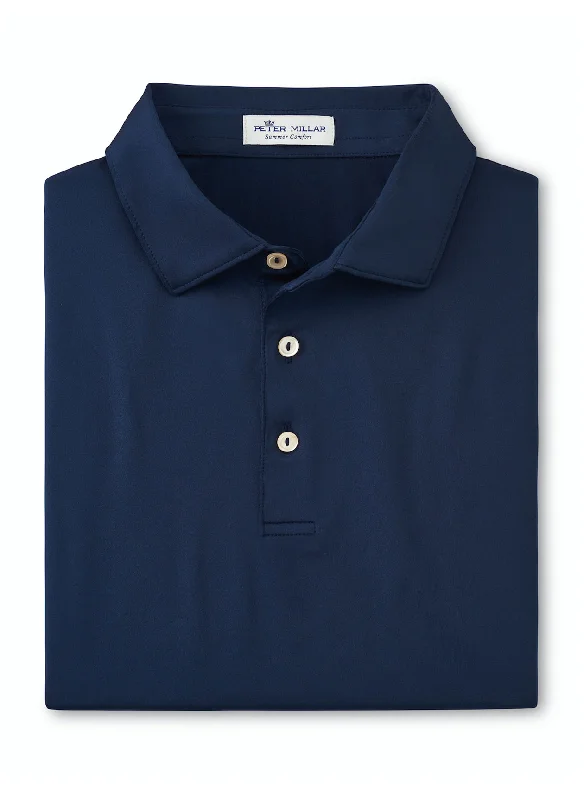 Peter Millar - Men's Solid Performance Polo w/ Self Collar - Navy