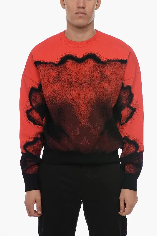 Alexander McQueen Crew Neck Viscose Blend Sweater with Abstract Jacquard Motif