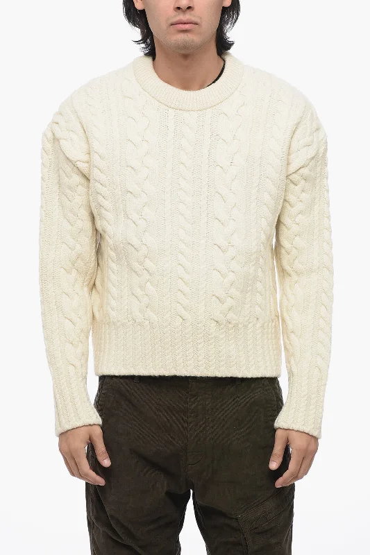 Ami Alexandre Mattiussi Crew Neck CABLE Aran Virgin Wool Pullover