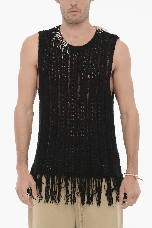 Andersson Bell Perforated Sleeveless GORDON Crew-neck Sweater with Fringes