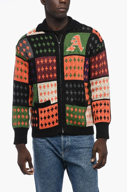 Awake New York Patterned Sweater with Zip Closure