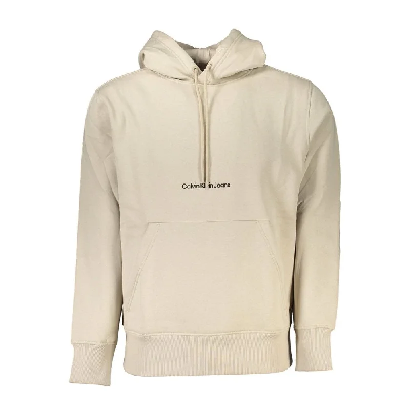 Calvin Klein Beige Fleece-Lined Hoodie - Timeless Men's Comfort