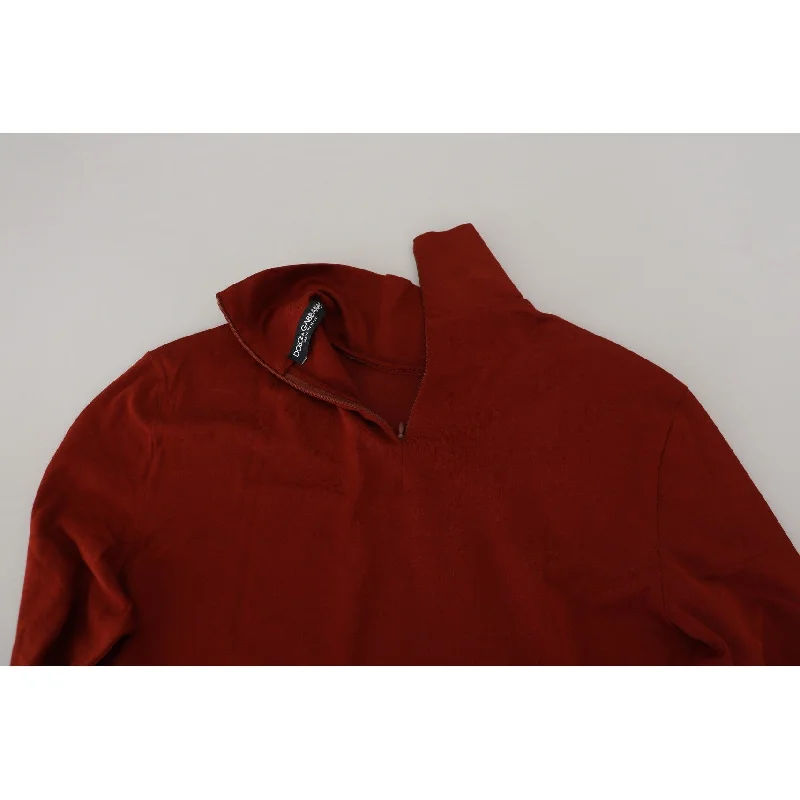 Dolce & Gabbana Elegant Maroon Collar Zip Men's Sweater