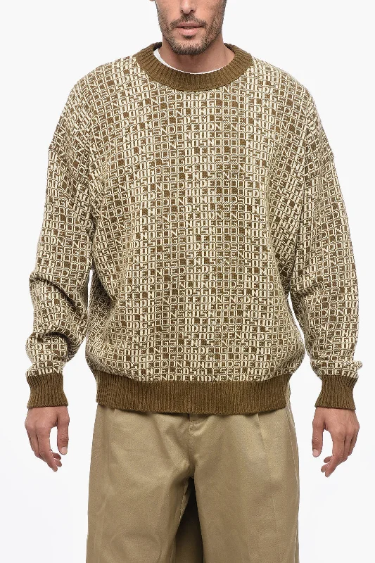 Golden Goose Crew Neck Cashmere Blend Pullover with Monogram Motif