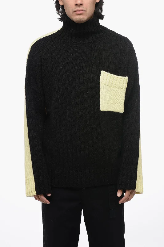 J.W.Anderson Alpaca Blend Two Tone Pullover with Turtleneck