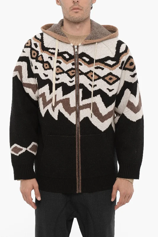 Neil Barrett Boxy Fit Wool Sweater with Hood