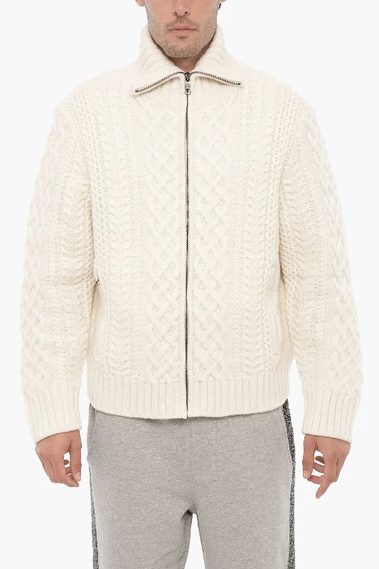 Neil Barrett Cable Knit Wool Sweater with Two Pockets