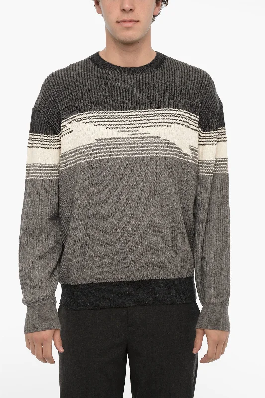 Neil Barrett Cotton And Cashmere Blouson Fit Crew-neck Sweater