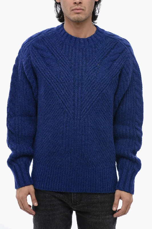 Neil Barrett Crew Neck MODERNIST Cable Knit Wool Blend Pullover