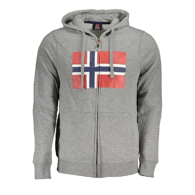 Norway 1963 Sleek Gray Hooded Fleece Men's Sweatshirt