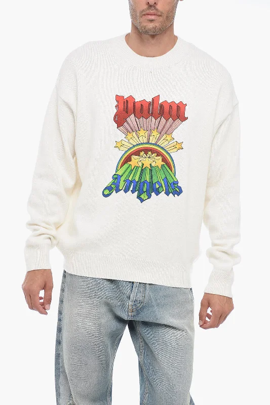 Palm Angels Wool Blend Printed RAINBOW Crewneck Pullover