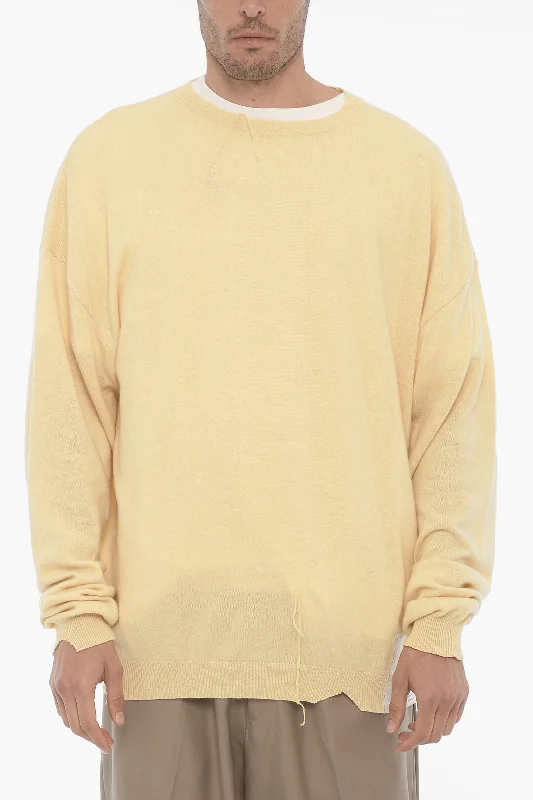 RAMAEL Vintage Effect Cashmere Blend Crew-neck Sweater