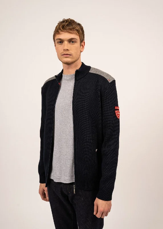 SERAC ARPIN - Wool Knit Jacket With Zip (NAVY)