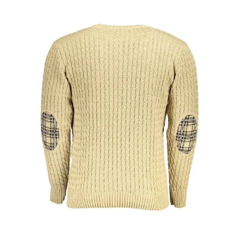 U.S. Grand Polo Beige Twisted Crew Neck Men's Sweater