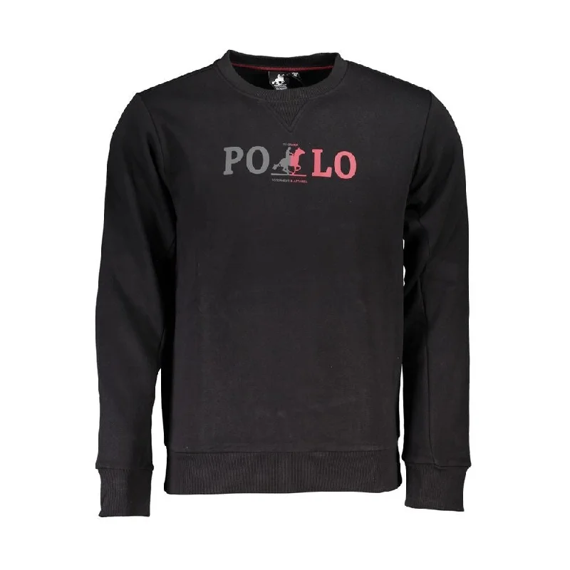 U.S. Grand Polo Chic Crew Neck Fleece Sweatshirt in Men's Black