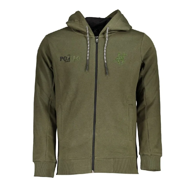 U.S. Grand Polo Elegant Green Hooded Long-Sleeve Men's Sweatshirt