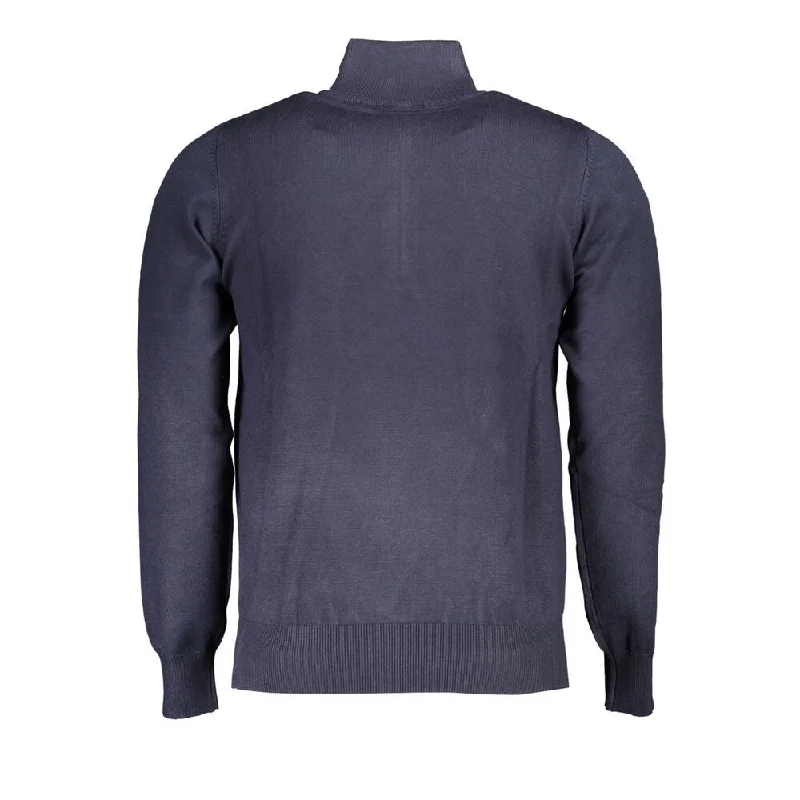 U.S. Grand Polo Elegant Half-Zip Blue Sweater with Embroidered Men's Logo