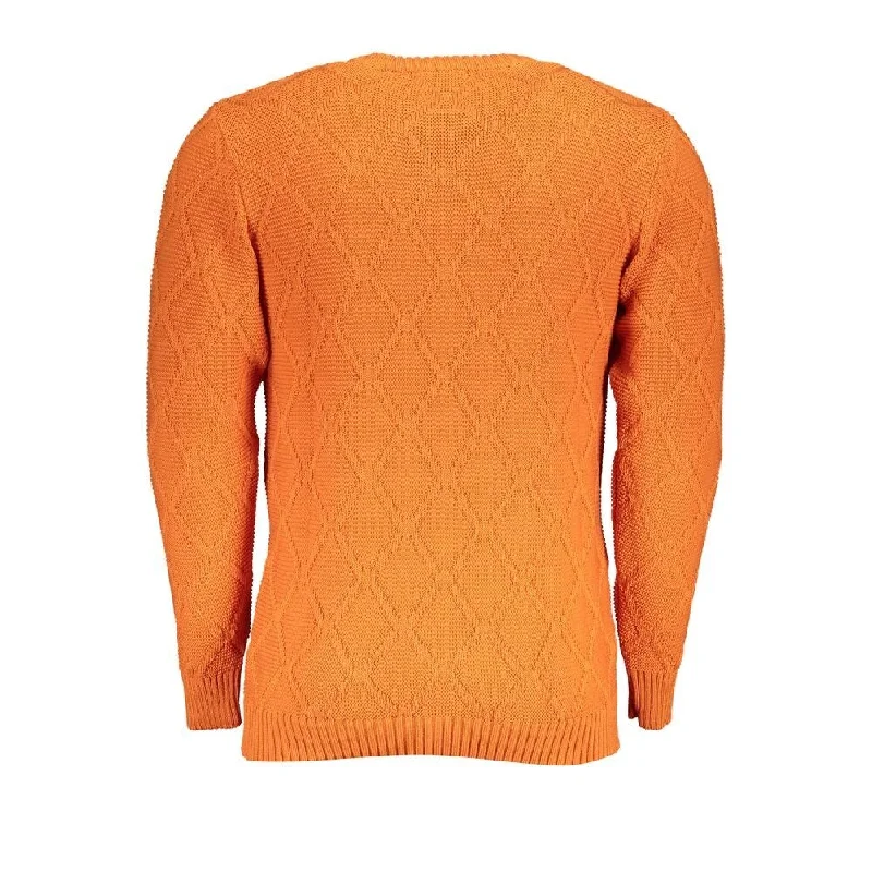 U.S. Grand Polo Orange Diamond Pattern Crew Neck Men's Sweater