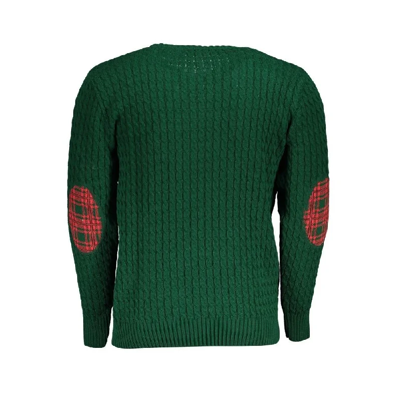 U.S. Grand Polo Twist-Knit Green Crew Neck Men's Sweater