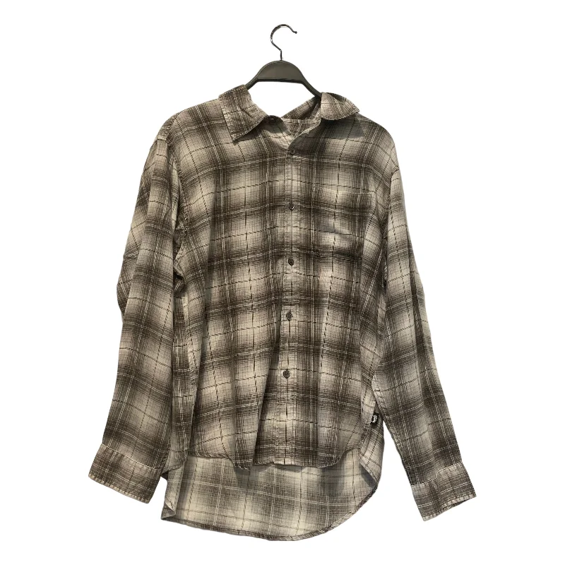 STUSSY/Flannel Shirt/M/Cotton/WHT/Plaid/Black & Grey Plaid