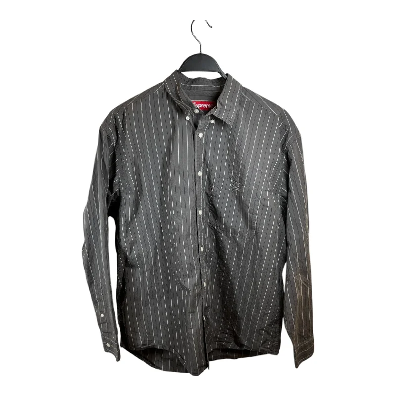 Supreme/LS Shirt/M/Cotton/GRY/Stripe/