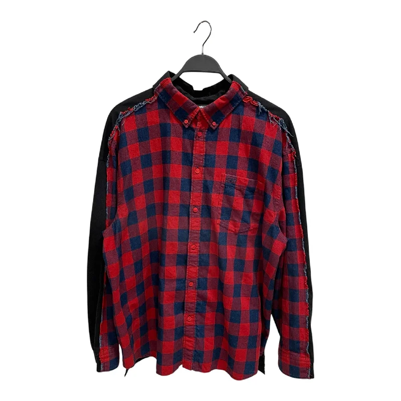 BALENCIAGA/Flannel Shirt/L/Cotton/RED/Plaid/blue/ black back