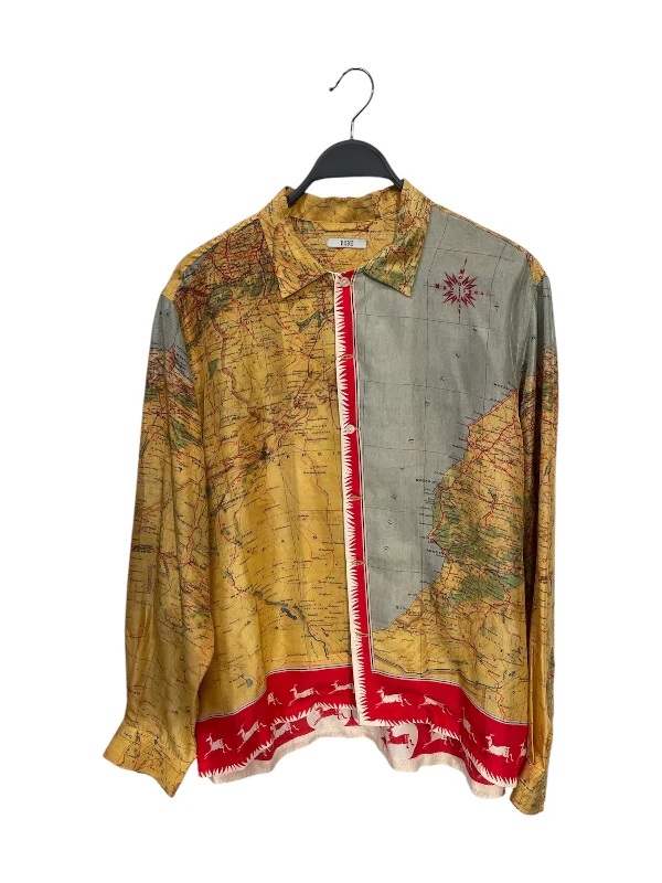 BODE/LS Shirt/XL/Silk/YEL/All Over Print/morocco map