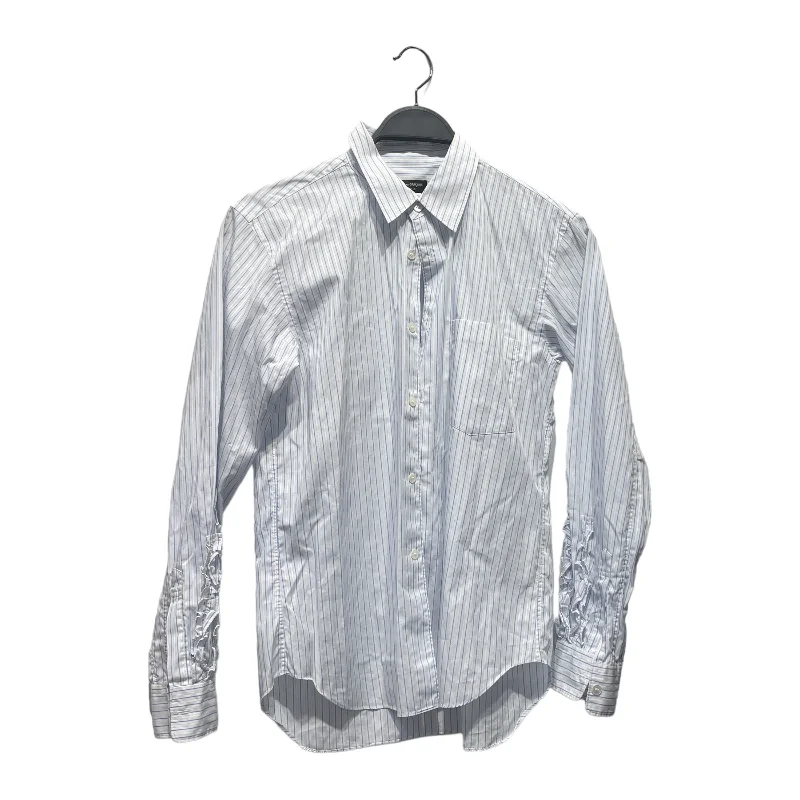 COMME des GARCONS HOMME PLUS/LS Shirt/XXS/Cotton/WHT/Stripe/SLEEVE RUFFLE