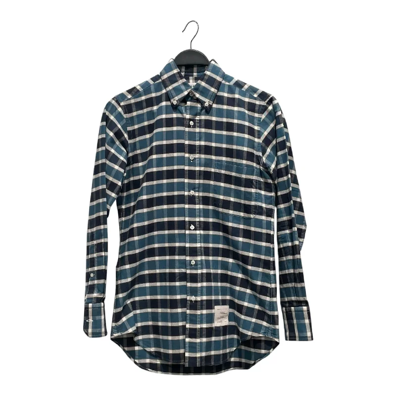 THOM BROWNE. NEW YORK/LS Shirt/1/Cotton/NVY/Plaid/